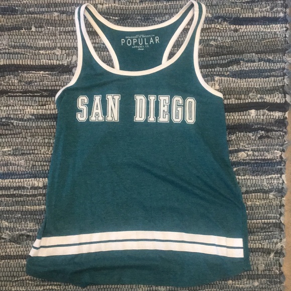 San Diego Blue T-Back Tank Top, Popular Apparel Co., Great Condition, Size L - Picture 1 of 4